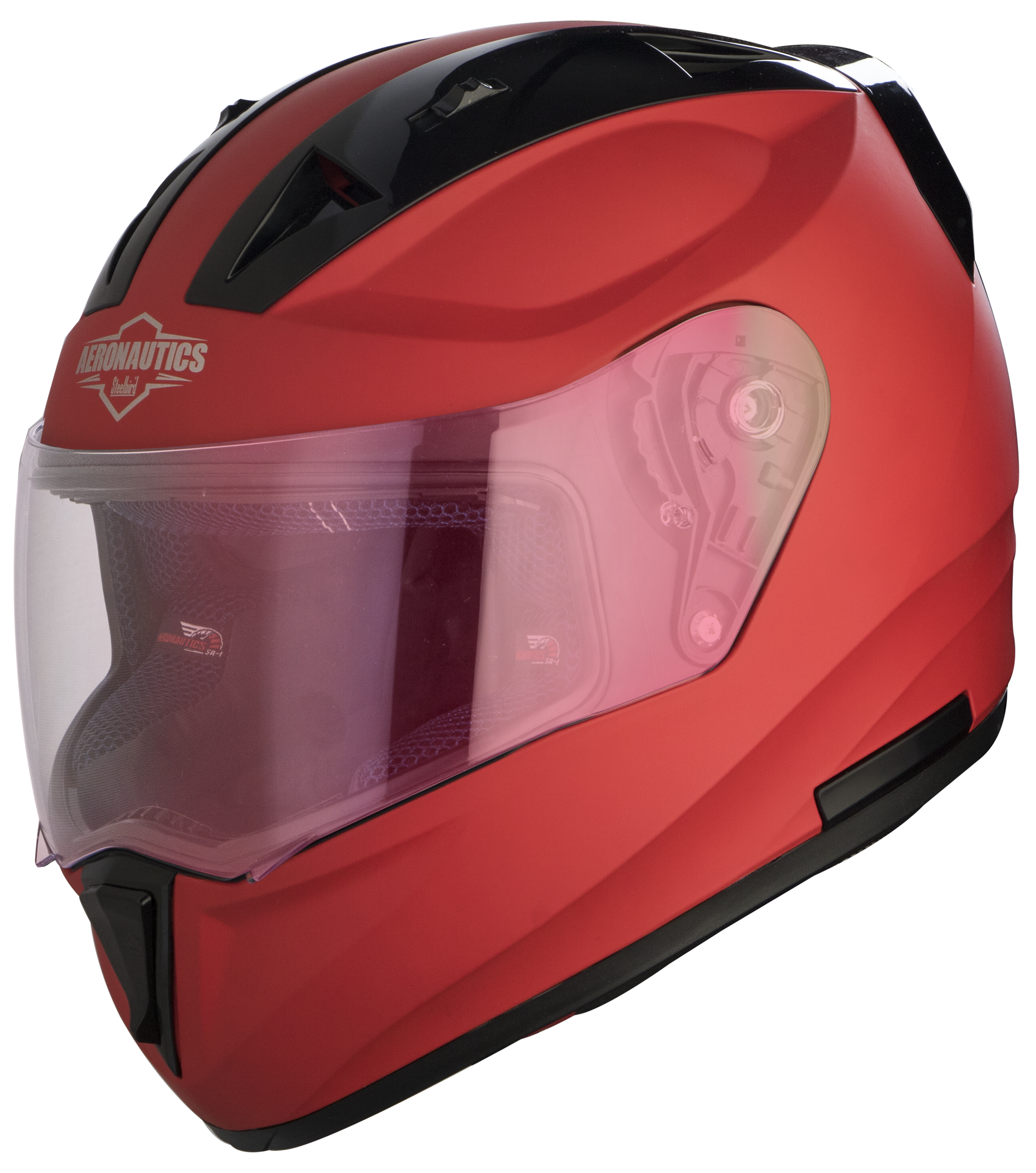 SA-1 Aeronautics Mat Sports Red( Fitted With Clear Visor Extra Gold Night Vision Visor Free)